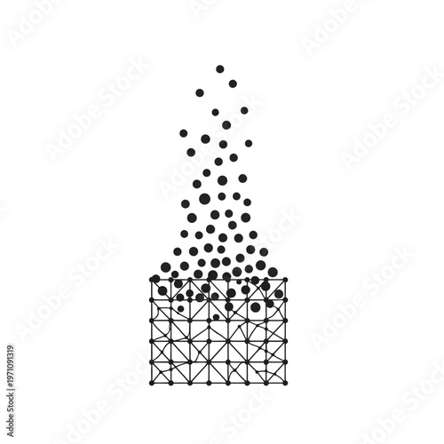 Black dots escaping from structure.