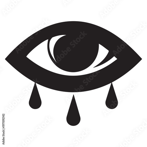 Crying eye with tears vector illustration