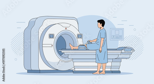 Patient undergoing medical imaging scan in a modern diagnostic clinic