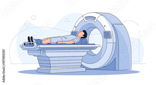 Patient undergoing medical imaging scan in a modern diagnostic machine, healthcare technology concept