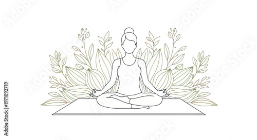 Woman Sitting in Lotus Position Meditating.