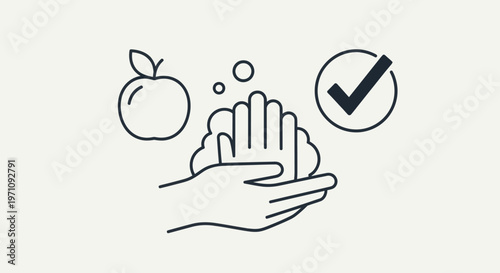 Hand holding soap and apple healthy.