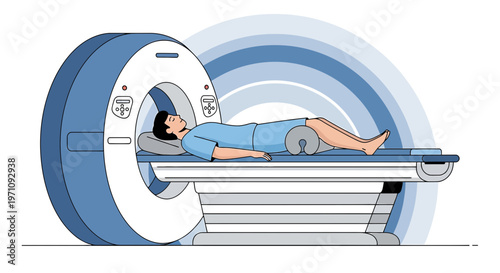 Patient undergoing medical imaging scan in a modern CT or MRI machine, healthcare concept.