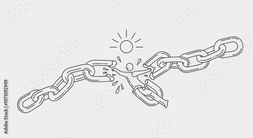 Broken Chain Link With Pliers.