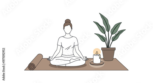 Woman meditating in lotus position.