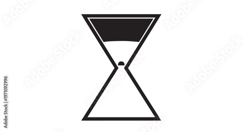 Minimalist hourglass icon, simple line art timer symbol, black and white vector graphic
