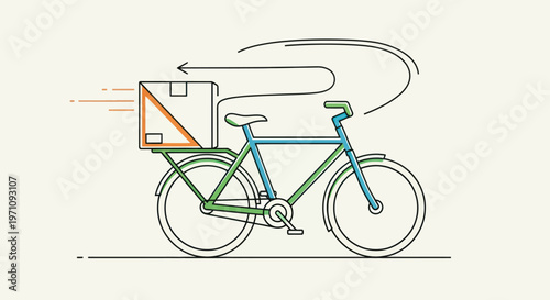 Colorful bicycle with cargo box.