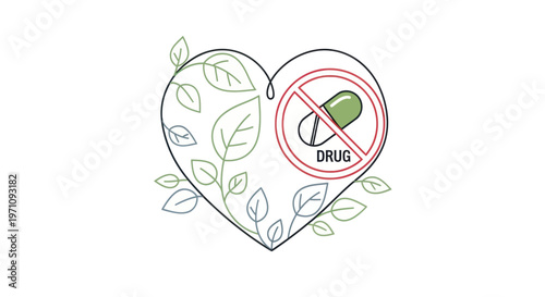 No Drug Heart Symbol Illustration.