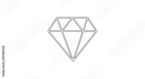 Minimalist Diamond Outline Icon on White Background
