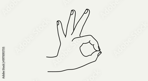 Minimalist Line Art Hand Gesture OK Sign