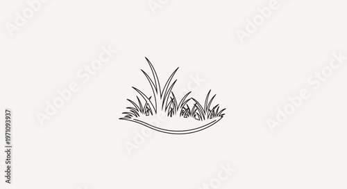 Minimalist outline drawing of a grass patch on a light background.