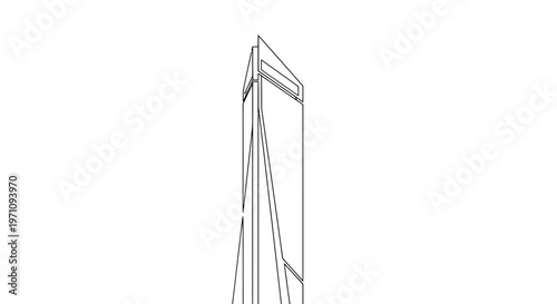 Minimalist Outline of a Tall Radio Tower Against White Background