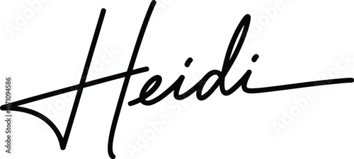 A black signature logo with the name Heidi written in cursive script on a white background