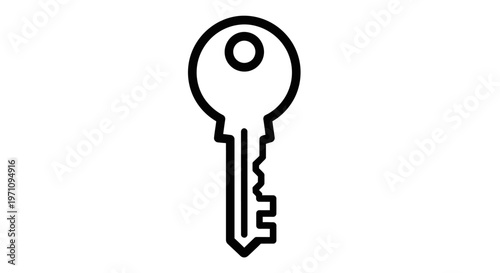 Simple Black Outline Key Icon on White Background