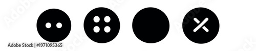 Round solid button icon set. filled menu, more options, solid circle and close symbol for ui controls. line and flat vector illustration.