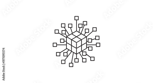 Blockchain, cryptocurrency, network, cube, connection, digital, technology vector icon