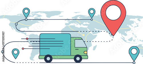 Supply chain management and global delivery tracking concept
