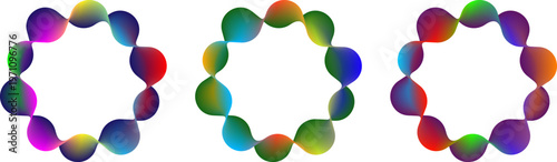 Colorful 3d molecules with overlapping electron density clouds Vector