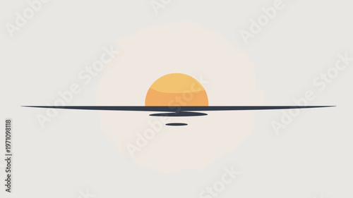 Minimalist horizon line with half sun – Ideal for wellness branding, sunrise concepts, or meditation apps.