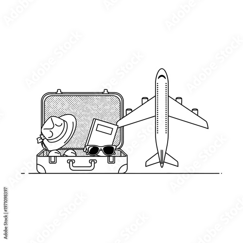 Suitcase with travel accessories unpacked.