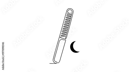 Nail File with Crescent Moon Single Continuous Line Drawing Minimalist Monoline Manicure Vector Illustration