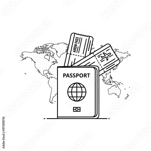 Passport with travel documents inside pocket.
