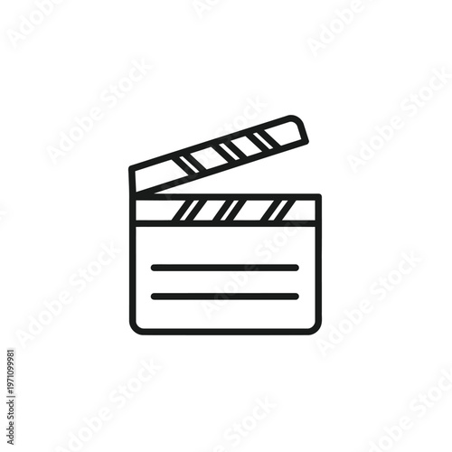 Film Clapperboard Icon for Movie Production. Simple Line Art Vector Illustration of Cinema Slate for Video and Media Industry.