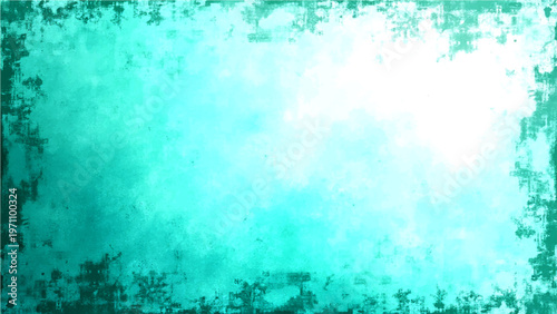 Abstract aqua frame design evokes winter wonderland and frosty snow scene and artistic backdrop and decorative element and conceptual composition and textured border.