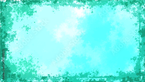 Abstract turquoise grunge texture frame and artistic design background and modern vibrant backdrop and unique creative overlay with elegant color and graphic template.