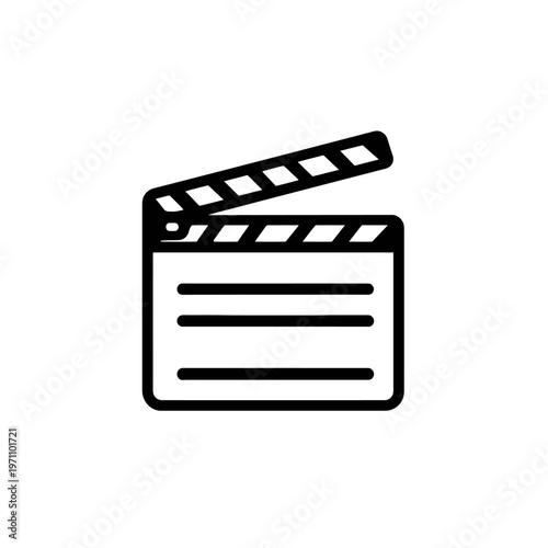 Outline clapperboard icon representing film production, movie making, cinema, video, and entertainment industry concept