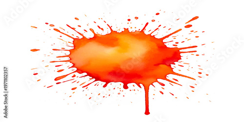 A red paint splash and ink blot vector illustration featuring a grunge watercolor texture with blood-like splatters, liquid drips, and artistic spray spots on a red design pattern wallpaper