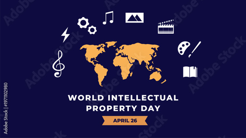World Intellectual Property Day April 26 Poster with Creative Icons