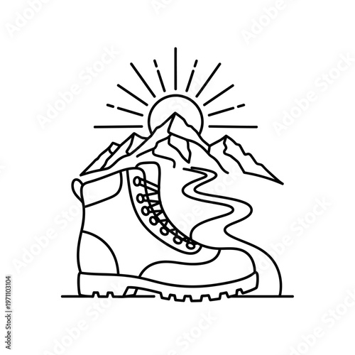 Hiking Boot with Laces and Sole.