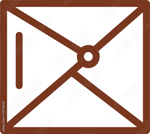 Brown Envelope with Flap and Seal in Minimalist Line Style