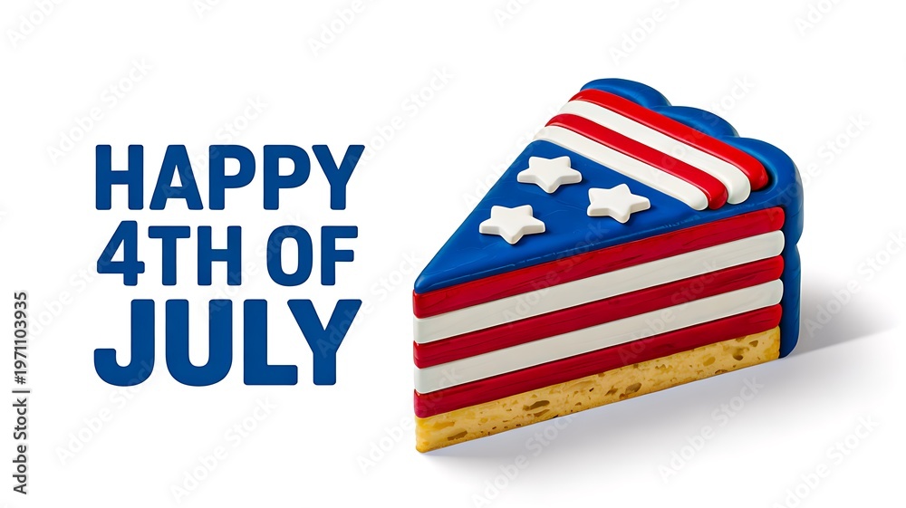 Fototapeta premium Happy fourth of july cake slice with american flag design representing independence day celebration concept 