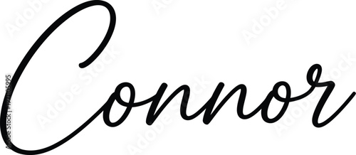 A stylish black cursive signature of the name Connor on a white background