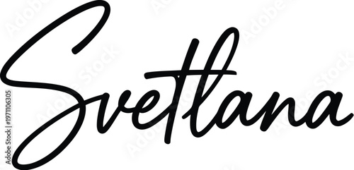 A beautiful black cursive signature with the name Svetlana on a white background