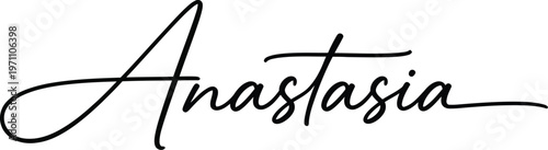 The elegant signature of Anastasia in black cursive script on a white background