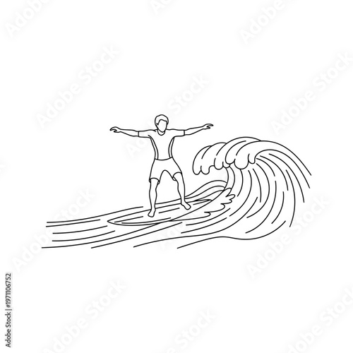 Man surfing on ocean wave.