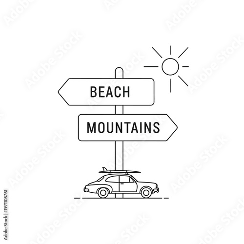 Car with roof rack on road.