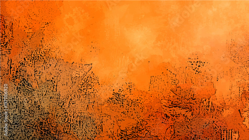 Vector Vibrant Orange Texture and Abstract Paint Splatter and Artistic Composition and Textured surface and warm color palette and dynamic design and fluid art and creative design