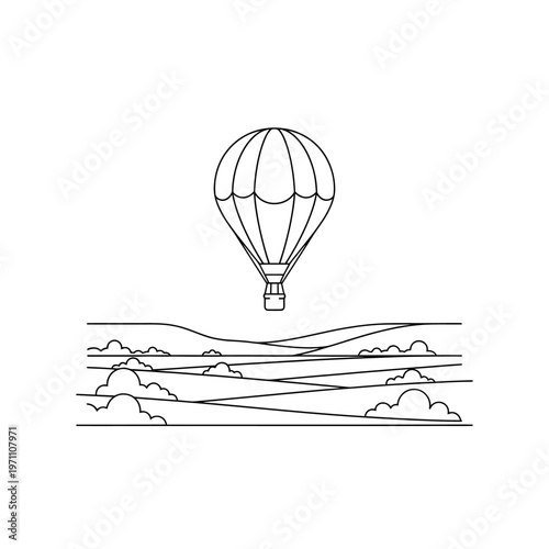 Hot air balloon flying high.