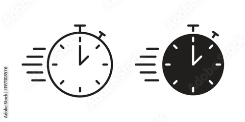 Time fast icon set, collection of icon in editable strokes and flat versions