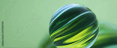 Catch the wave of this 3D crystal sphere with groovy green gradients for modern design.