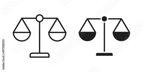 Scale icon set, collection of icon in editable strokes and flat versions