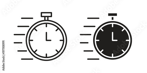 Quick time icon set, collection of icon in editable strokes and flat versions