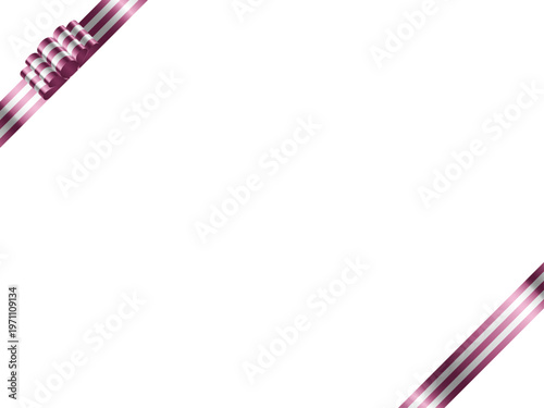 リボン波大、縞、斜F、3ピンク