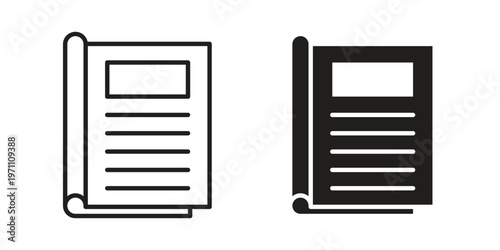 Magazines icon set, collection of icon in editable strokes and flat versions