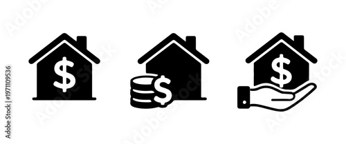 Set of home icon with dollar sign