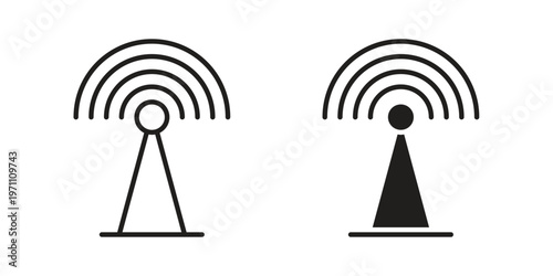 Broadcast icon set, collection of icon in editable strokes and flat versions